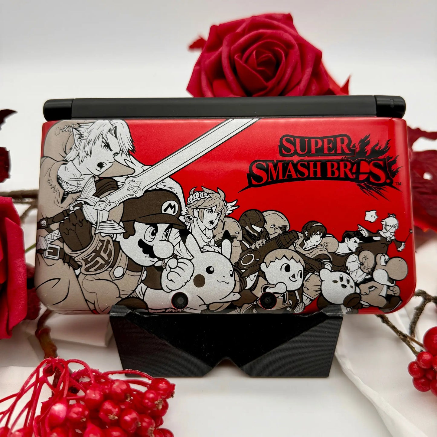 Nintendo 3DS XL black red Smash Bros